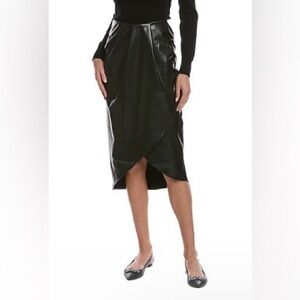 ALEXIA ADMOR NWT Sz 6 Kai Draped Midi Skirt- Vegan Black
